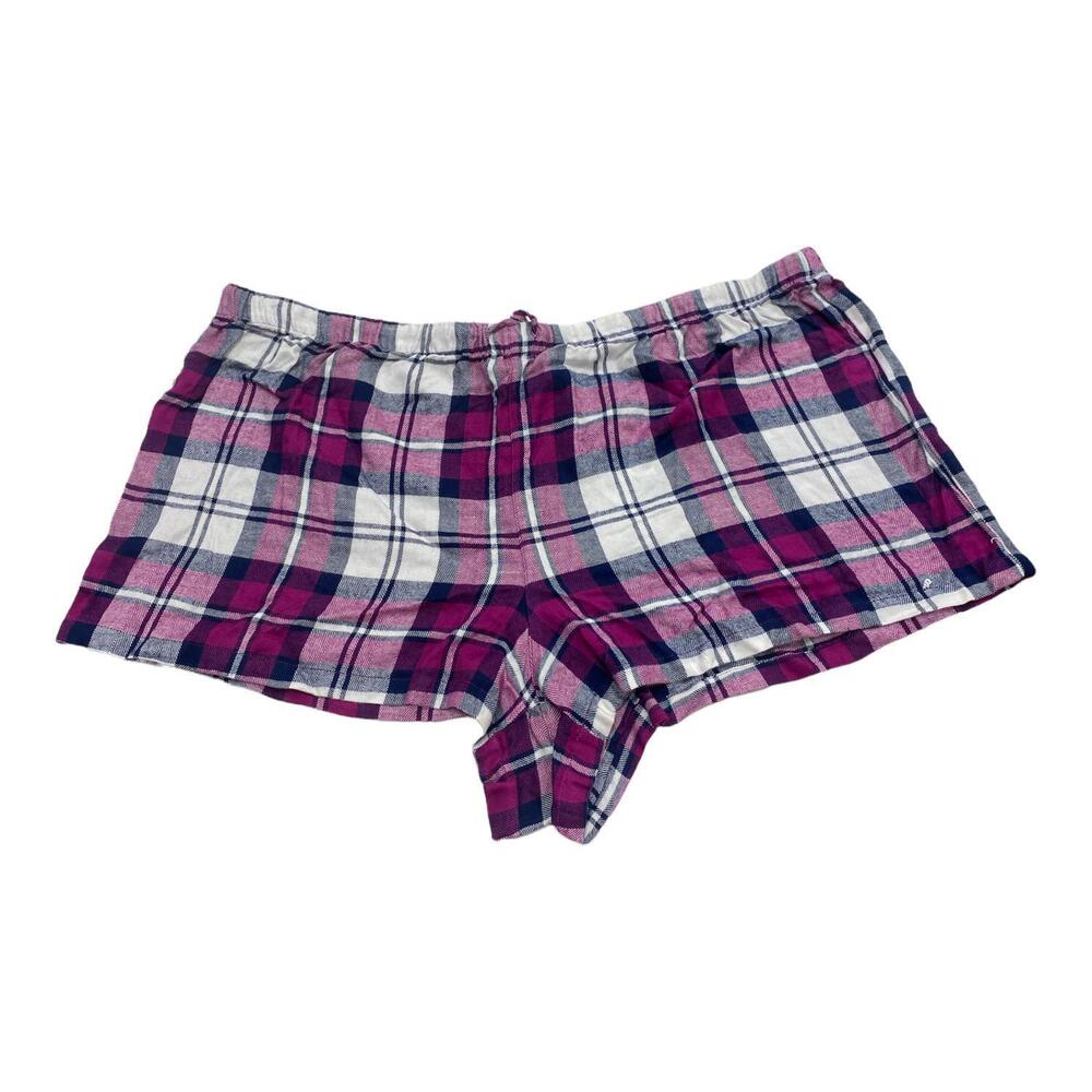 NEW JENNI BY JENNIFER MOORE women's checked shorts in white/purple